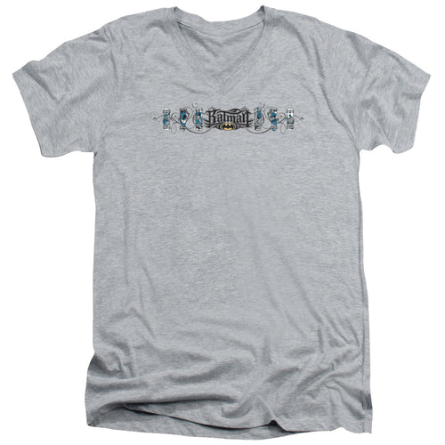 Batman Skateboard Bats Mens Slim Fit V Neck T Shirt Athletic Heather