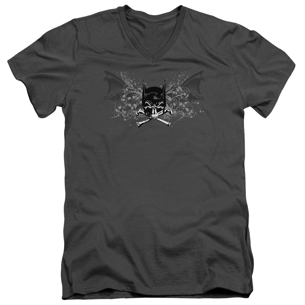 Batman Ill Omen Mens Slim Fit V Neck T Shirt Charcoal