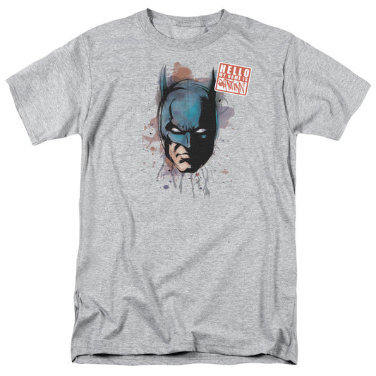 Batman Hello Mens T Shirt Athletic Heather