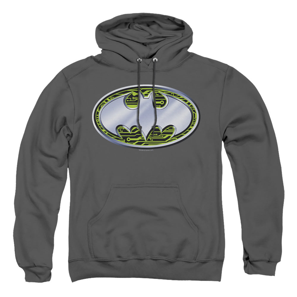 Batman Circuits Logo Mens Hoodie Charcoal