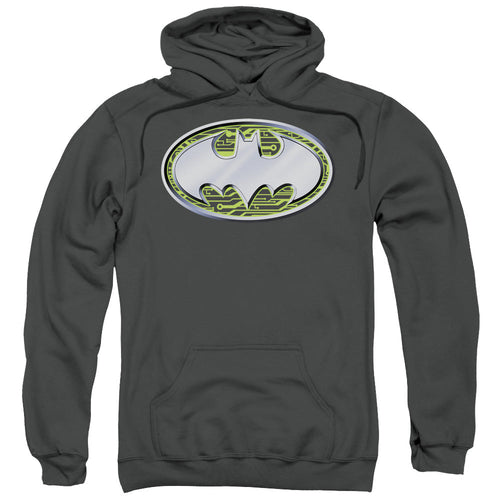 Batman Circuits Logo Mens Hoodie Charcoal