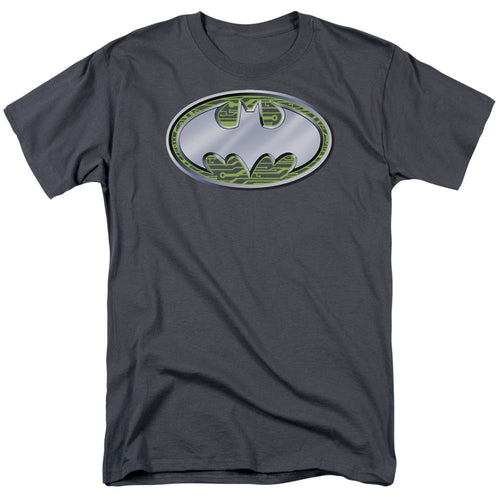 Batman Circuits Logo Mens T Shirt Charcoal