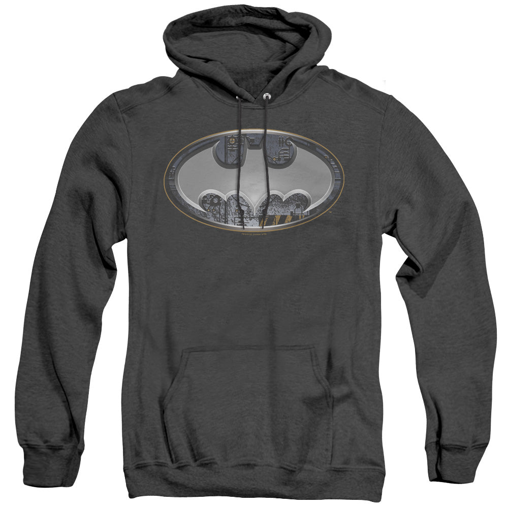 Batman Steel Wall Shield Heather Mens Hoodie Black