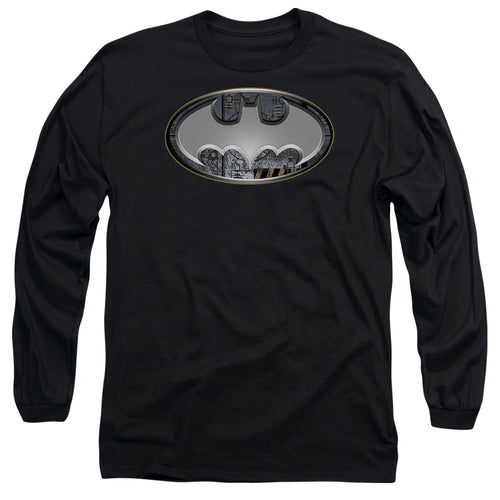 Batman Steel Wall Shield Mens Long Sleeve Shirt Black