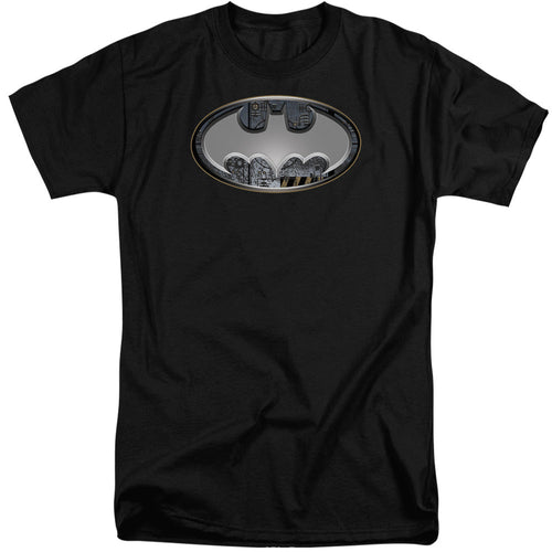 Batman Steel Wall Shield Mens Tall T Shirt Black