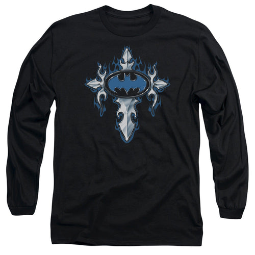 Batman Gothic Steel Logo Mens Long Sleeve Shirt Black