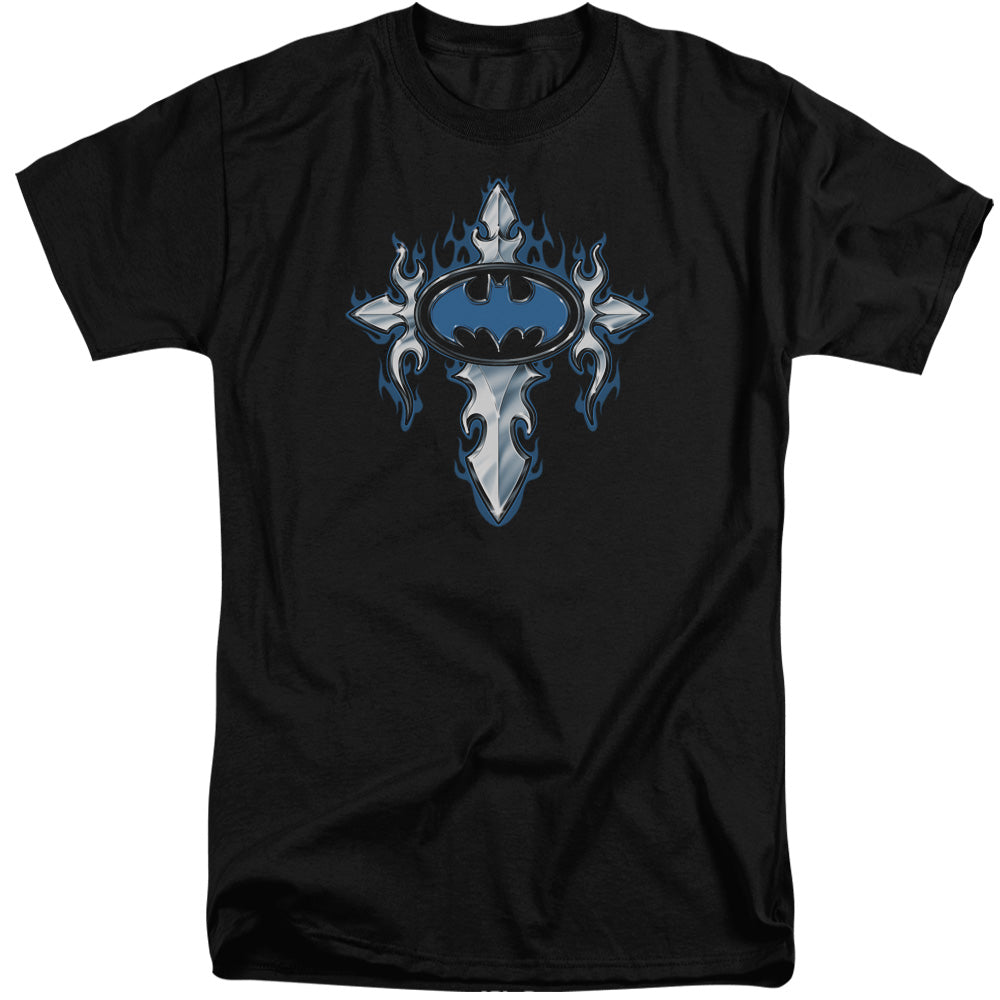 Batman Gothic Steel Logo Mens Tall T Shirt Black