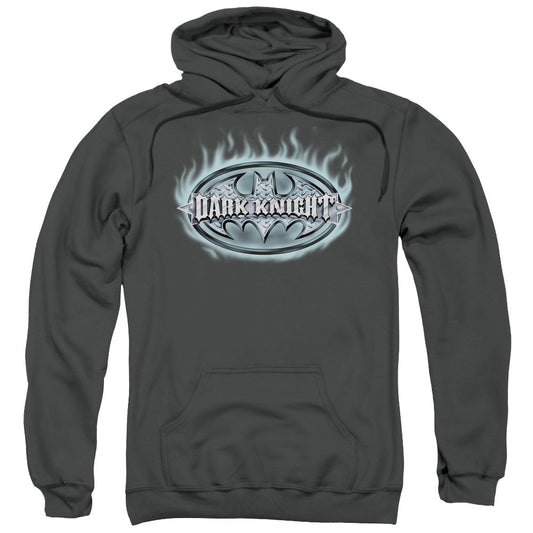 Batman Dark Knight Steel Shield Mens Hoodie Charcoal