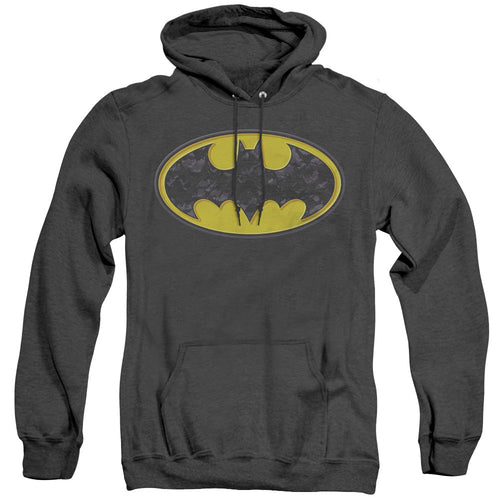 Batman Bats In Logo Heather Mens Hoodie Black