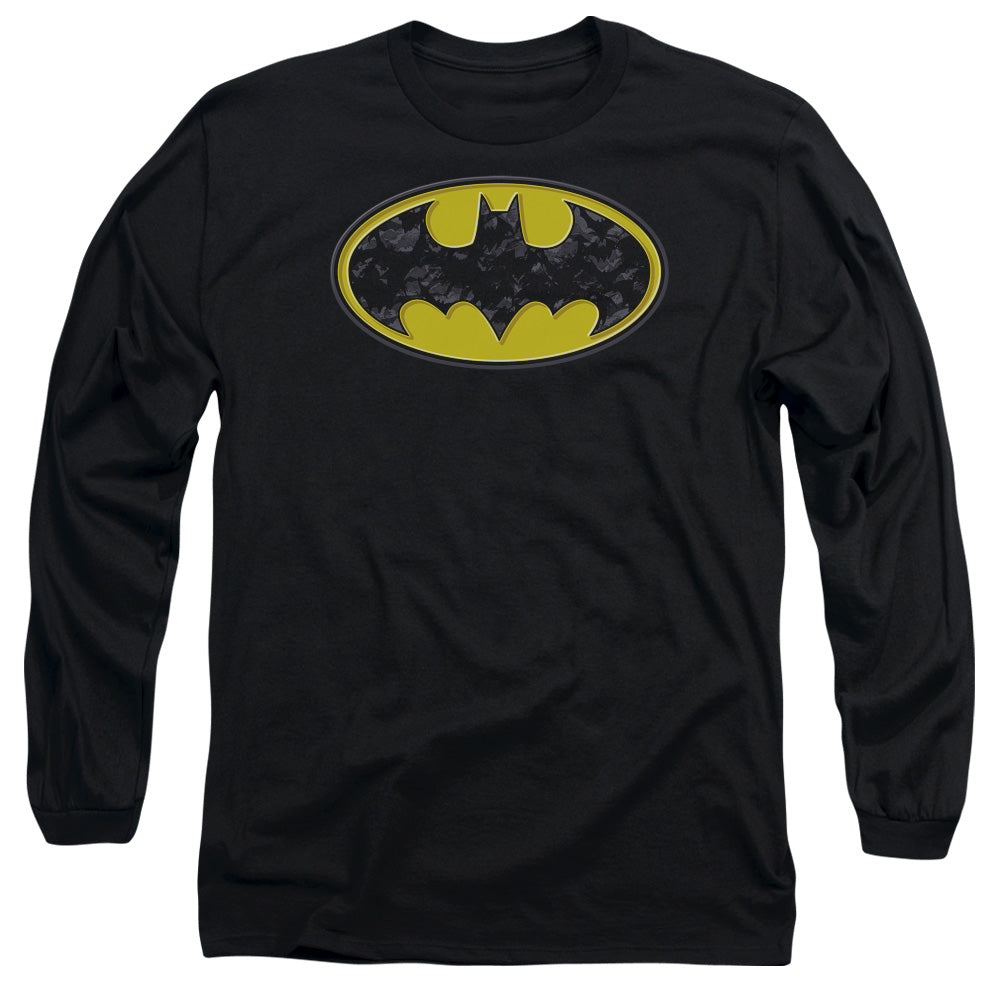 Batman Bats In Logo Mens Long Sleeve Shirt Black