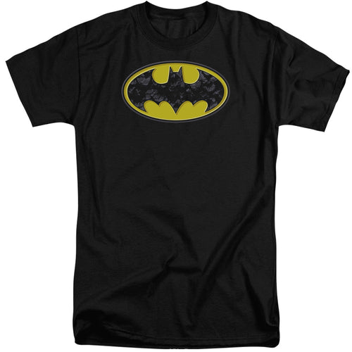 Batman Bats In Logo Mens Tall T Shirt Black