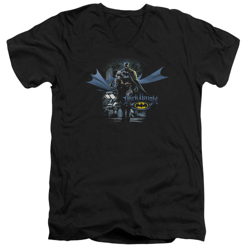Batman From The Depths Mens Slim Fit V Neck T Shirt Black