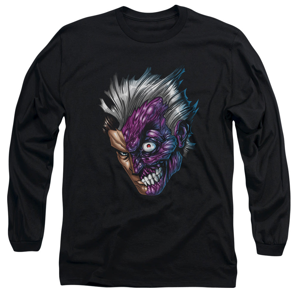 Batman Just Face Mens Long Sleeve Shirt Black