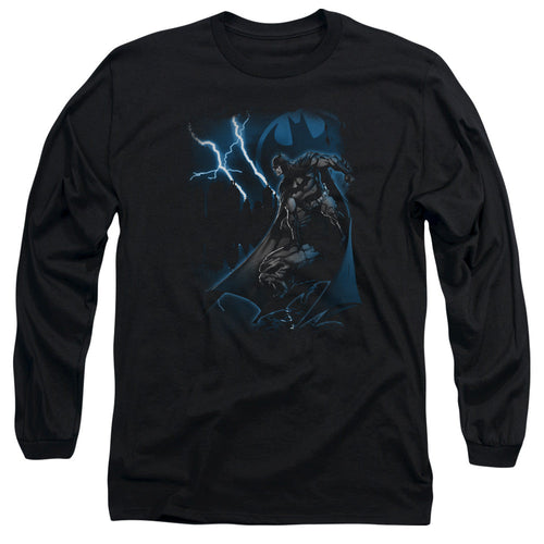 Batman Lightning Strikes Mens Long Sleeve Shirt Black