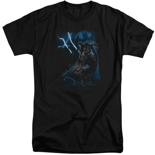 Batman Lightning Strikes Mens Tall T Shirt Black