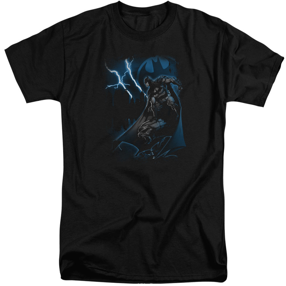 Batman Lightning Strikes Mens Tall T Shirt Black