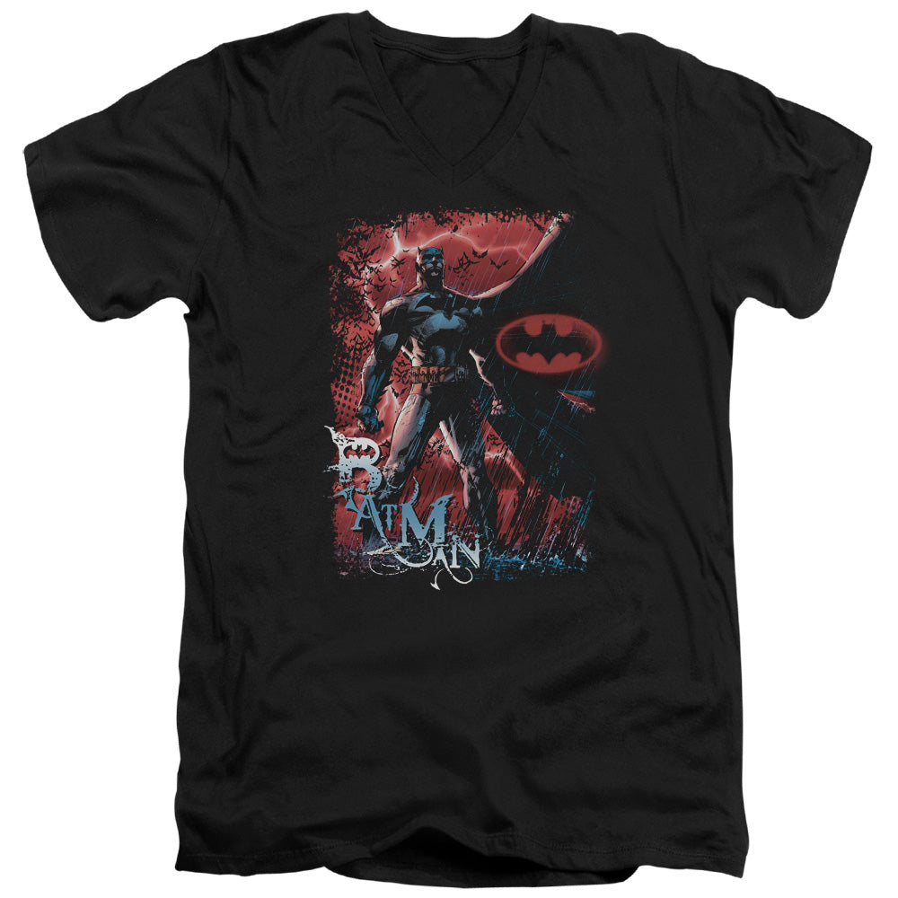 Batman Gotham Reign Mens Slim Fit V Neck T Shirt Black