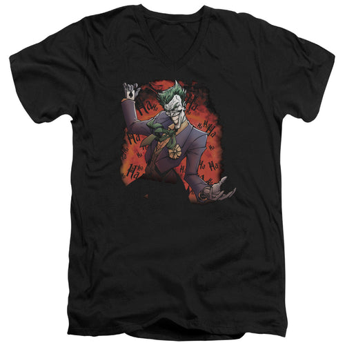 Batman Jokers Ave Mens Slim Fit V Neck T Shirt Black