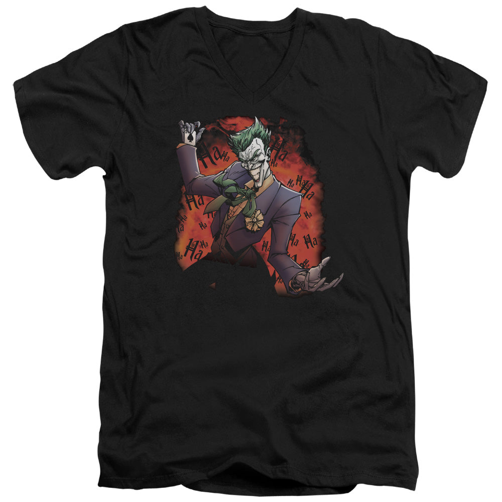 Batman Jokers Ave Mens Slim Fit V Neck T Shirt Black