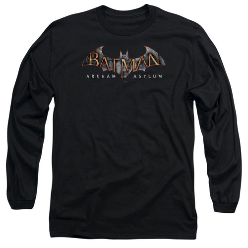 Batman Aa Arkham Asylum Logo Mens Long Sleeve Shirt Black