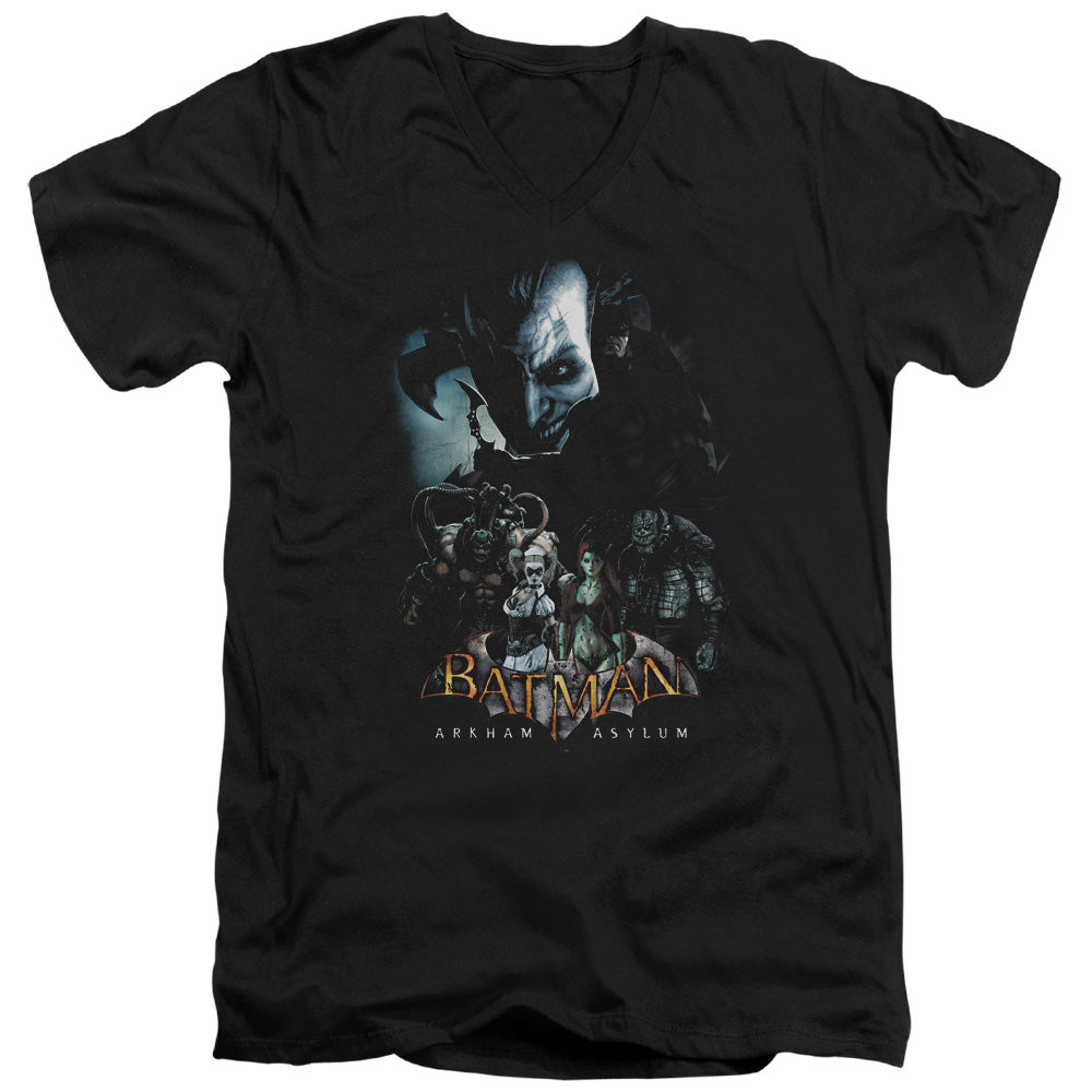 Batman Aa Five Against One Mens Slim Fit V Neck T Shirt Black