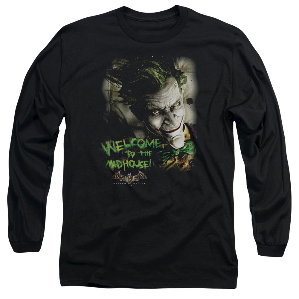 Batman Aa Welcome To The Madhouse Mens Long Sleeve Shirt Black