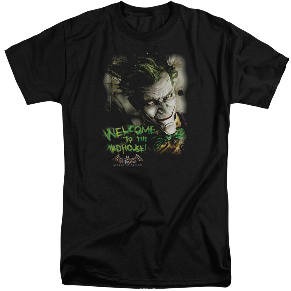 Batman Aa Welcome To The Madhouse Mens Tall T Shirt Black