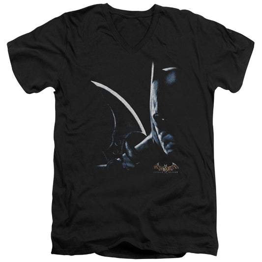 Batman Aa Arkham Batman Mens Slim Fit V Neck T Shirt Black
