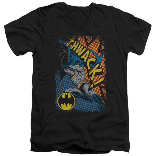Batman Thwack Mens Slim Fit V Neck T Shirt Black