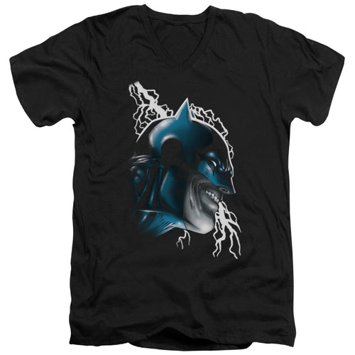Batman Crazy Grin Mens Slim Fit V Neck T Shirt Black