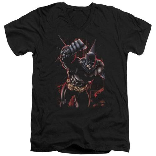 Batman Crimson Knight Mens Slim Fit V Neck T Shirt Black