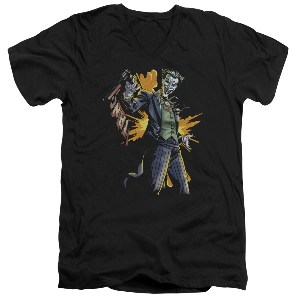 Batman Joker Bang Mens Slim Fit V Neck T Shirt Black