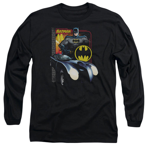 Batman Bat Racing Mens Long Sleeve Shirt Black