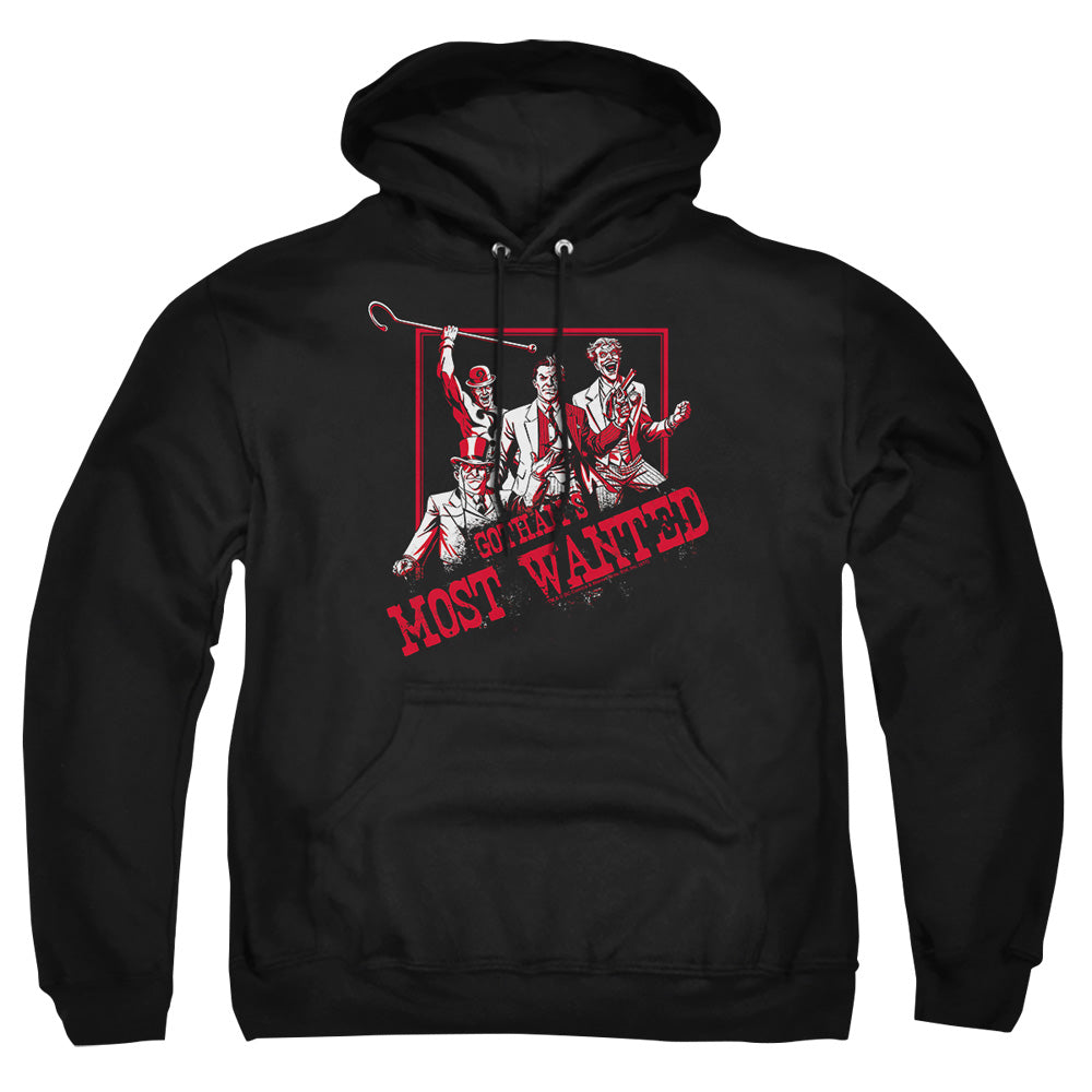 Batman Gothams Most Wanted Mens Hoodie Black