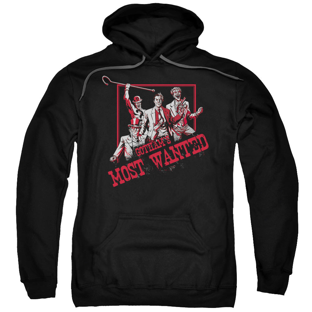 Batman Gotham's Most Wanted Mens Hoodie Black