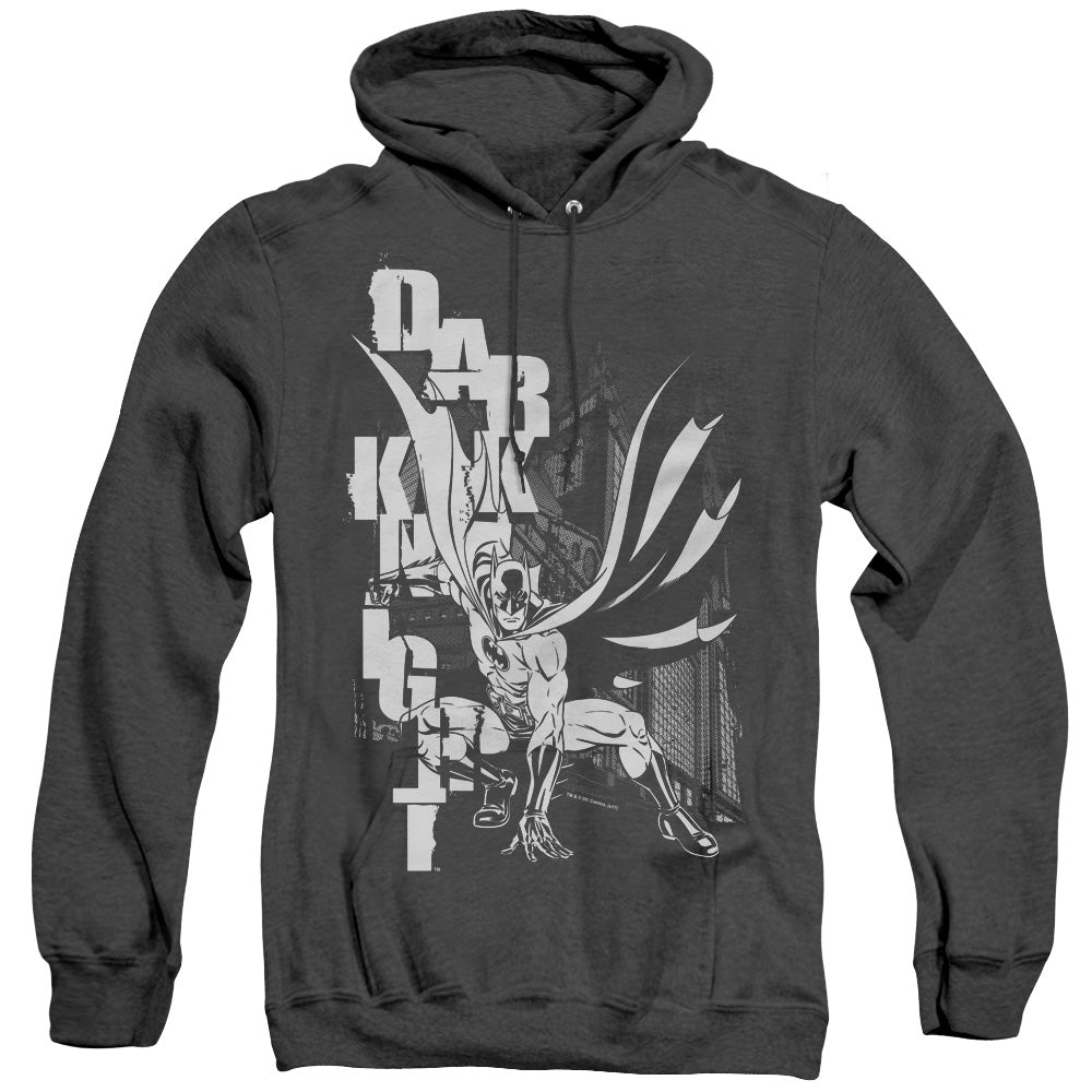 Batman Vertical Letters Heather Mens Hoodie Black