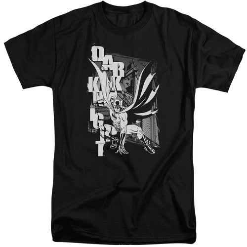 Batman Vertical Leters Mens Tall T Shirt Black