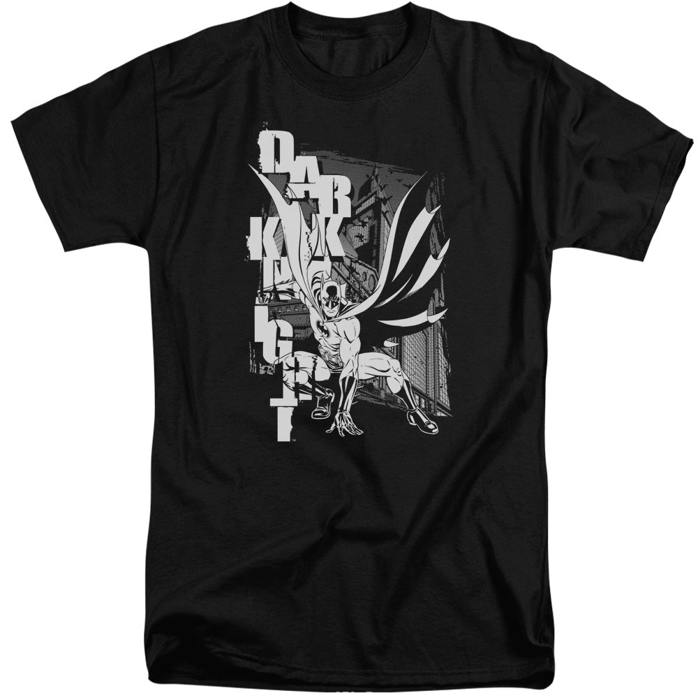 Batman Vertical Leters Mens Tall T Shirt Black