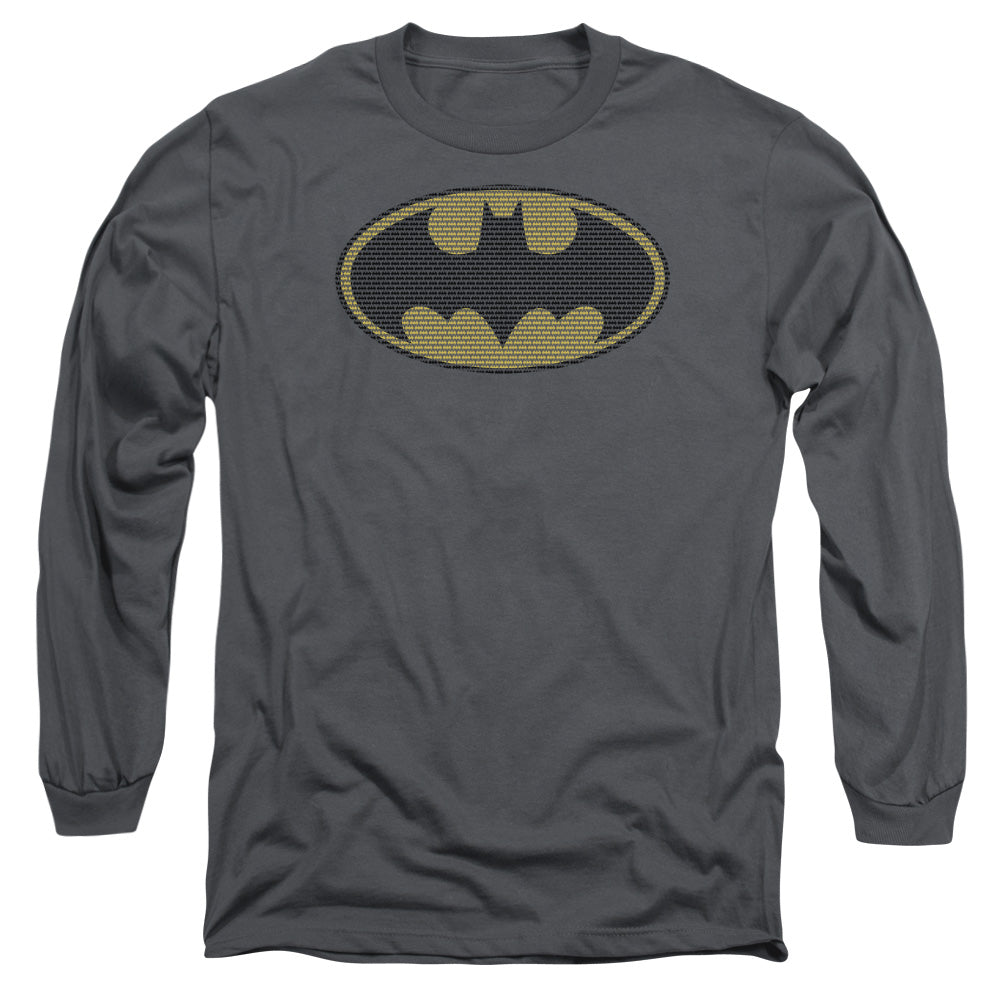 Batman Little Logos Mens Long Sleeve Shirt Charcoal