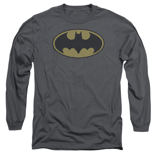 Batman Little Logos Mens Long Sleeve Shirt Charcoal