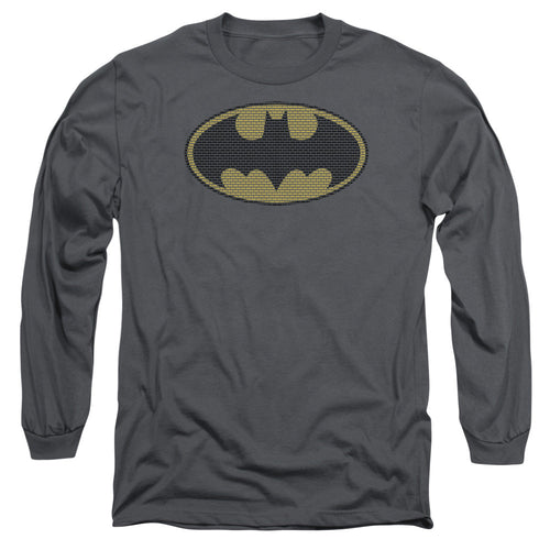 Batman Litle Logos Mens Long Sleeve Shirt Charcoal