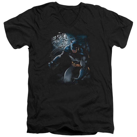 Batman Light Of The Moon Mens Slim Fit V Neck T Shirt Black