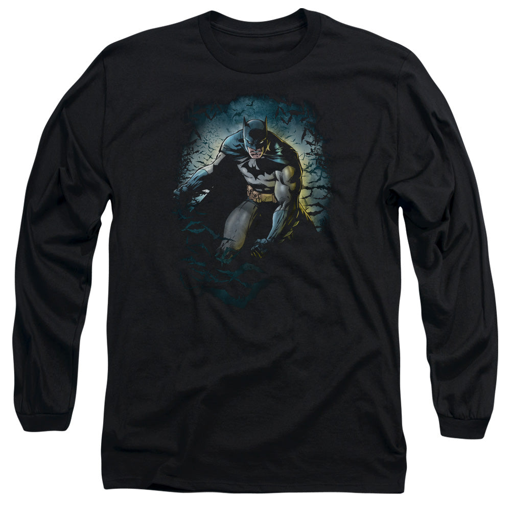 Batman Bat Cave Mens Long Sleeve Shirt Black