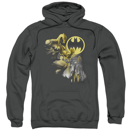 Batman Bat Signal Mens Hoodie Charcoal