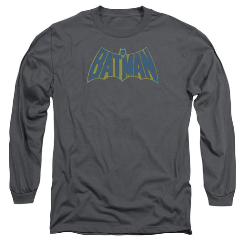 Batman Sketch Logo Mens Long Sleeve Shirt Charcoal