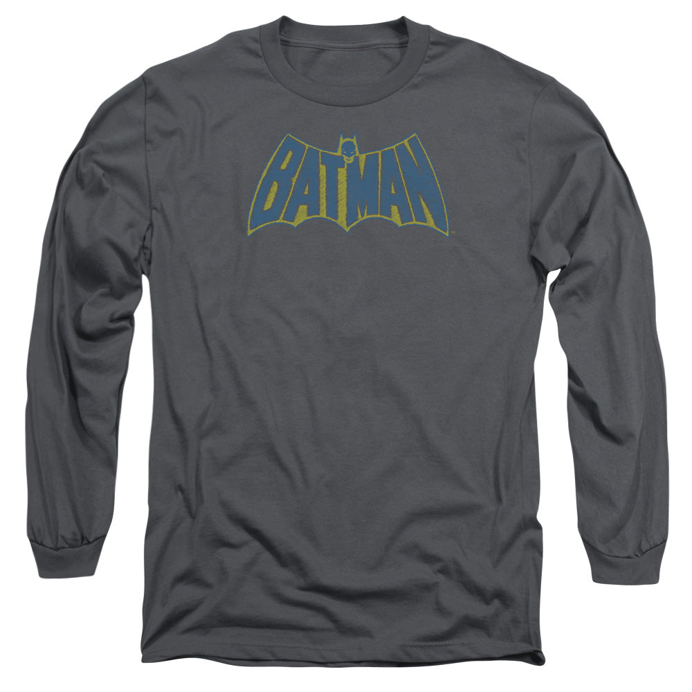 Batman Sketch Logo Mens Long Sleeve Shirt Charcoal