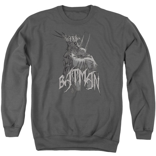 Batman Scary Right Hand Mens Crewneck Sweatshirt Charcoal