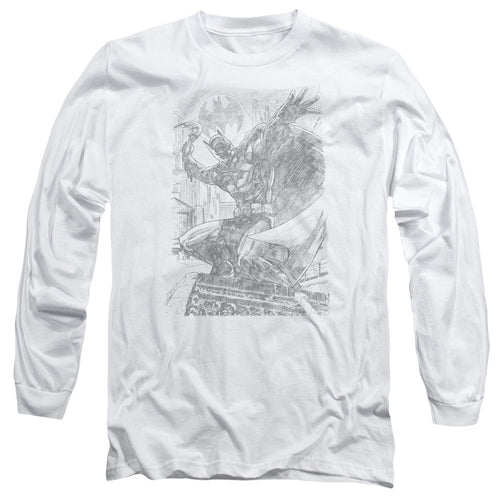 Batman Pencil Batarang Throw Mens Long Sleeve Shirt White