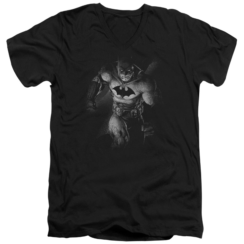 Batman Materialized Mens Slim Fit V Neck T Shirt Black
