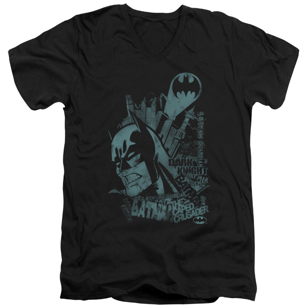 Batman Grited Teeth Mens Slim Fit V Neck T Shirt Black